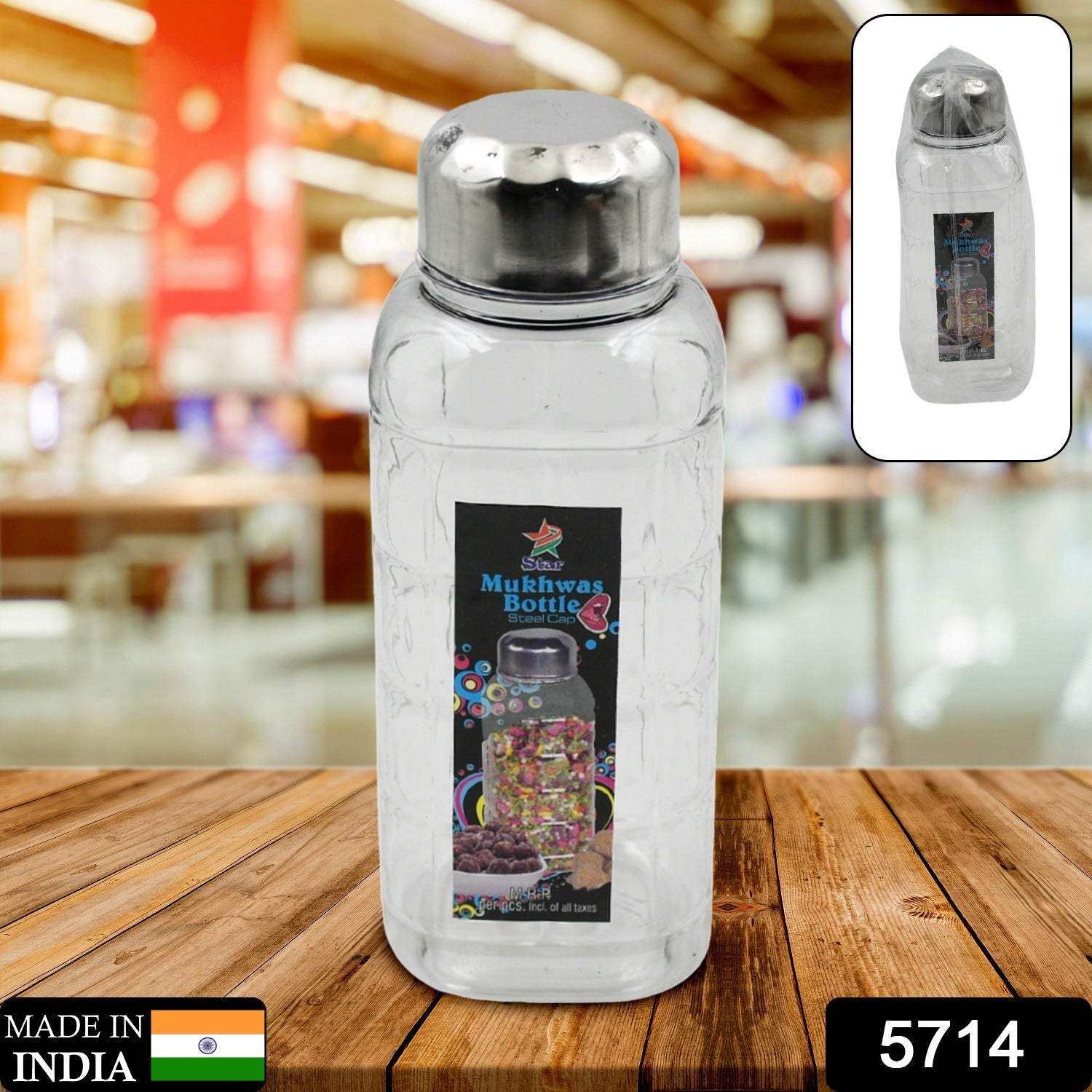 5714 Plastic Transparent Mukhwas Bottle With Steel Cap / Mouth Freshener / Dryfruits Multipurpose Air Tight and BPA Free Kitchen Storage Bottle (1 Pc) 5714 Plastic Transparent Mukhwas Bottle With Steel Cap / Mouth Freshener / Dryfruits Multipurpose Air Tight and BPA Free Kitchen Storage Bottle (1 Pc)